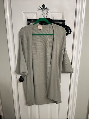 Kerisma Light Gray Ribbed Open-Front Women's Sweater Cardigan
